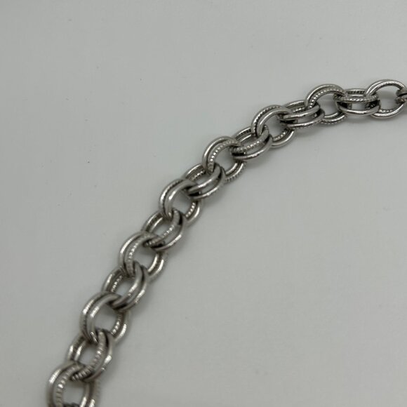 Vintage Chunky Silver-tone Chain Necklace Double Link Statement Chainmaille 20" - Picture 6 of 14